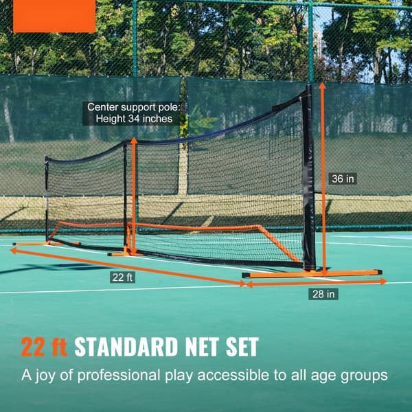 Pickleball-netsæt, 22FT, bærbart system med taske, bolde og padler. Vejrbestandig metalramme og holdbart PE-net til havebrug.