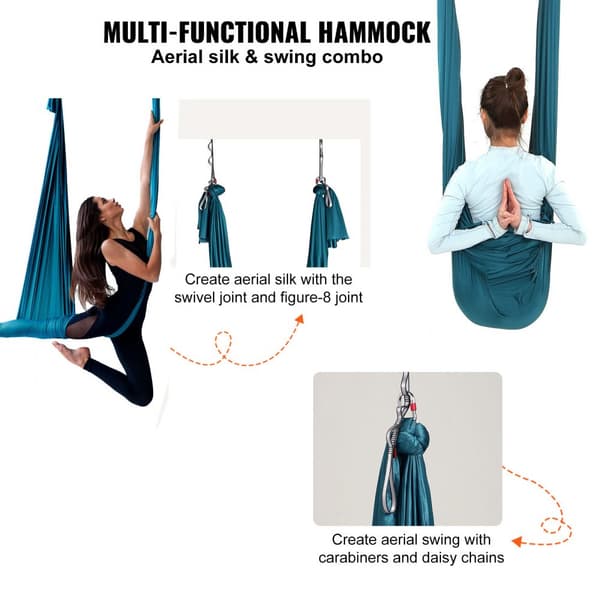 Aerial Yoga Hængekøje & Gynge, 5,5 Yards. Nyt Starter Kit med 100gsm nylon, komplet riggesæt og nem opsætning. Antigravity fitness