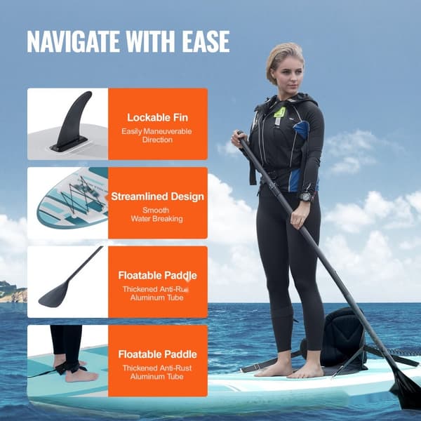 Oppusteligt Stand Up Paddle Board, 10,6' x 33" x 6", inkl. kajaksæde, pumpe, padle og tilbehør – perfekt til unge og voksne.