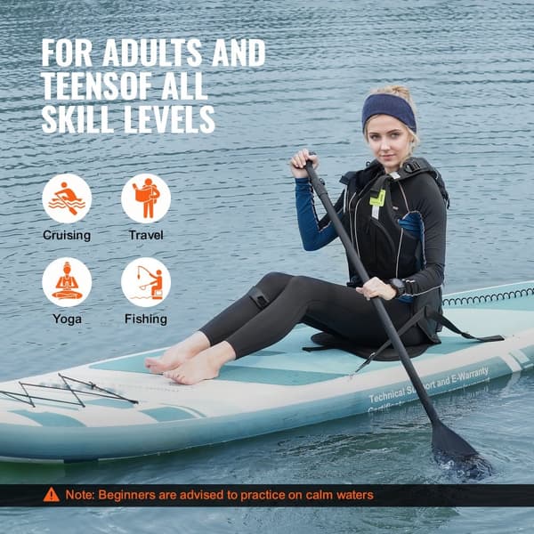 Oppusteligt Stand Up Paddle Board, 10,6' x 33" x 6", inkl. kajaksæde, pumpe, padle og tilbehør – perfekt til unge og voksne.