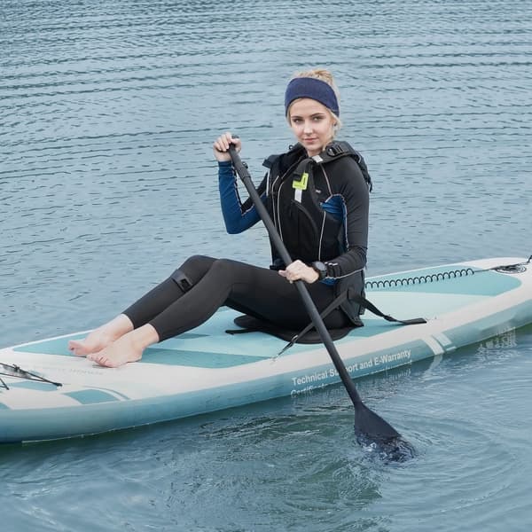Oppusteligt Stand Up Paddle Board, 10,6' x 33" x 6", inkl. kajaksæde, pumpe, padle og tilbehør – perfekt til unge og voksne.