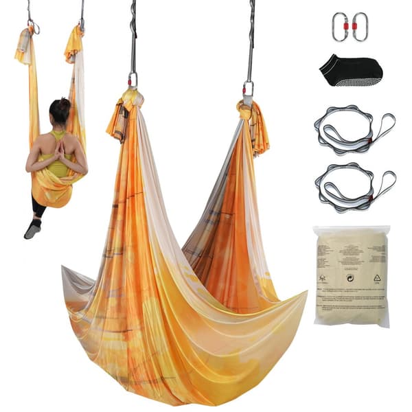 Aerial Yoga Hängmatta & Sving, 5,5 Yards, Nybörjarkit med 100gsm nylon, komplett uppsättning & installationsguide, Antigravity Fitness.