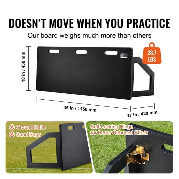 Fodbold Rebounder Board, 45"X18" bærbar væg til træning, 2 vinkler til pasning og skud, foldbart HDPE udstyr til børn og voksne.