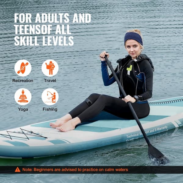 Puhallettava 10' x 33" SUP-lauta, tarvikkeet, pumppu, mela, evä, puhelinlaukku, reppu ja korjaussarja.
