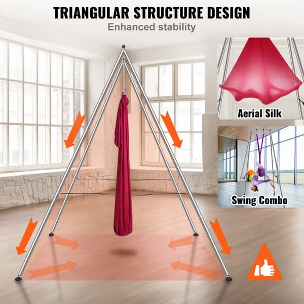 Aerial Yoga Ram & Hängmatta, 9,67 fot höjd, Professionell Yoga Swing, 6,6 Yards Hängmatta, Max 551 lbs kapacitet, Röd.