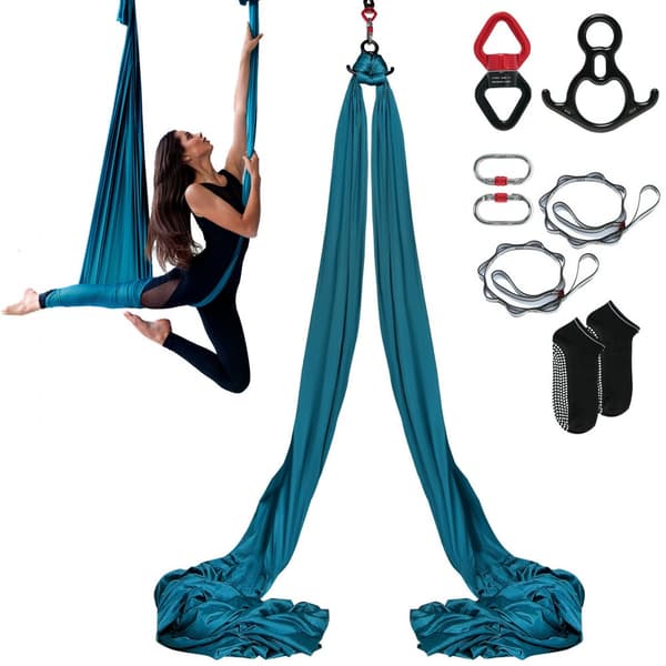 Aerial Silk & Yoga Swing, 8,7 Yards, Aerial Yoga Hammock Kit med 100gsm nylontyg, Fullrigg och installationsguide, Antigravity Flying