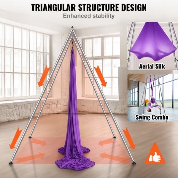 Aerial Yoga Ramme & Hængekøje, 2,94 m Højde, Professionel Yoga Slynge, 13 m Aerial Hængekøje, Kapacitet op til 250 kg til indendørs/udendørs Yoga.