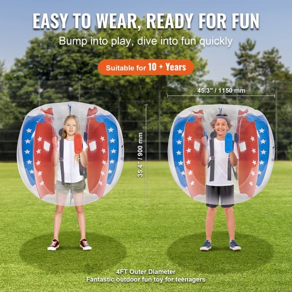 Oppustelige bumperbolde 2-pack, 4FT/1,2M body sumo zorb-bolde til børn og teenagere. Holdbare PVC bolden til udendørs sjov!