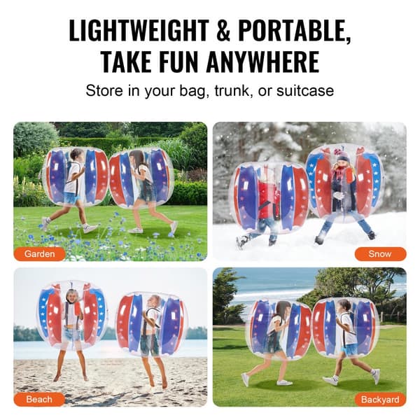 Oppustelige bumperbolde 2-pack, 4FT/1,2M body sumo zorb-bolde til børn og teenagere. Holdbare PVC bolden til udendørs sjov!