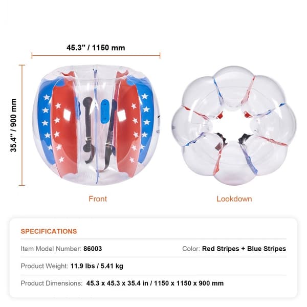 Oppustelige bumperbolde 2-pack, 4FT/1,2M body sumo zorb-bolde til børn og teenagere. Holdbare PVC bolden til udendørs sjov!