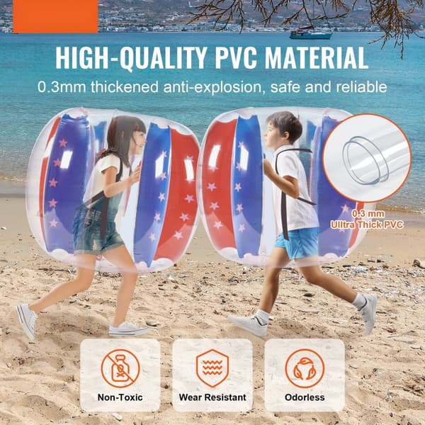Oppustelige bumperbolde 2-pack, 4FT/1,2M body sumo zorb-bolde til børn og teenagere. Holdbare PVC bolden til udendørs sjov!