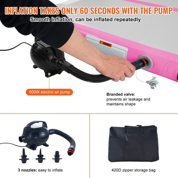 20FT Luftmatta Uppblåsbar Träning Tumbling Gymnastik Mattor med Pump