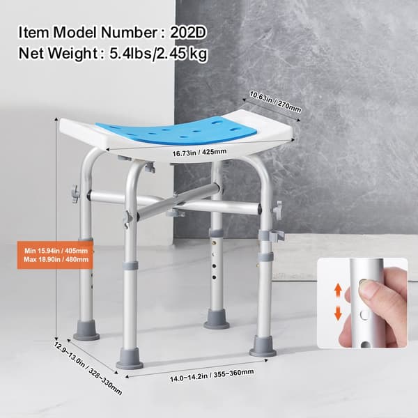 Duschstol med justerbar höjd, halkfri bänk för dusch eller badkar, stöd för äldre och funktionshindrade, 226,8 kg kapacitet.