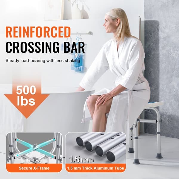 Duschstol med justerbar höjd, halkfri bänk för dusch eller badkar, stöd för äldre och funktionshindrade, 226,8 kg kapacitet.