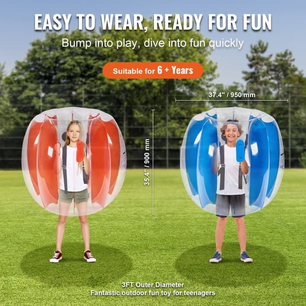 Oppustelige bumperbolde 2-pak, 3FT/0,9M sumobolde til børn og teenagere. Holdbare PVC-boblebolde til udendørs spil og leg!