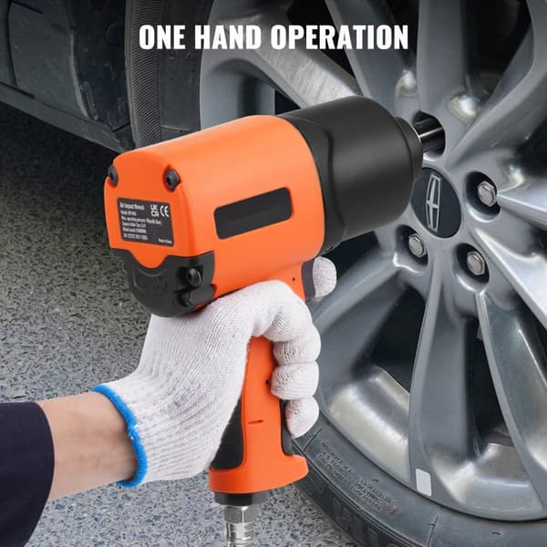 Luftdrevet 3/4" slagnøgle med op til 350 Nm moment, ideel til bilreparationer og vedligeholdelse. Robust kompositdesign.