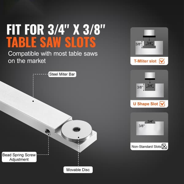 Precisionsgeringsmätare, standardspår 3/4'' x 3/8'', aluminium med justerbar kolv för träbearbetning.