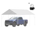Miniatyrbillede 9 af 9: 10 x 20 ft carport baldakin, kraftig og vandtæt teltpresenning med UV-beskyttelse. Nem installation - inkl. 40 bungees (kun topdæksel). Hvid