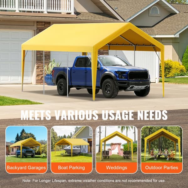 Udskiftning af baldakindæksel til carport 10 x 20 fod, vandtæt garage-telt. Let installation med bungees, beige (kun top, ramme ikke inkluderet).