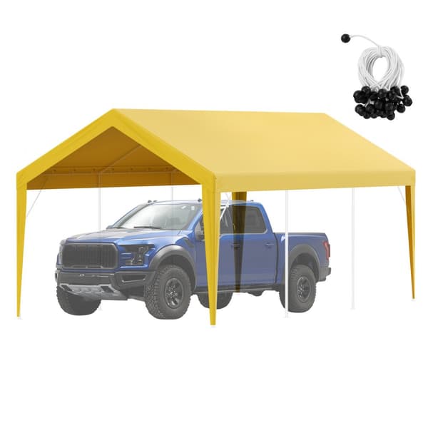Udskiftning af baldakindæksel til carport 10 x 20 fod, vandtæt garage-telt. Let installation med bungees, beige (kun top, ramme ikke inkluderet).