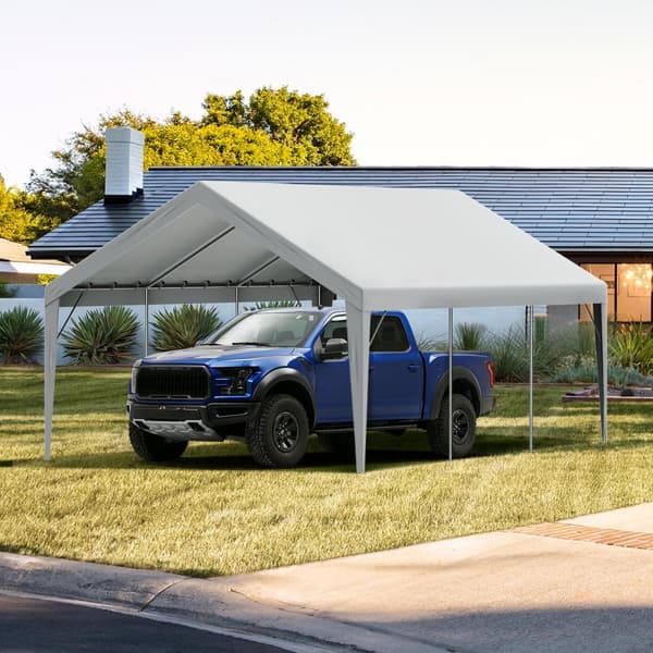 Carport Udskiftning Baldakin 13x20 ft, Vandtæt Garage Telt, UV-beskyttet, Nem installation med Bungee, Grå (Kun Cover, Ramme ikke inkluderet)