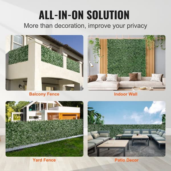 Ivy Privacy-staket, 1x4 m konstgjord grön vägg, murgröna staket med nät, dekoration för trädgård och balkong.