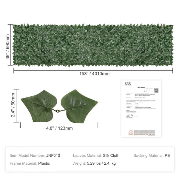 Ivy Privacy-staket, 1x4 m konstgjord grön vägg, murgröna staket med nät, dekoration för trädgård och balkong.