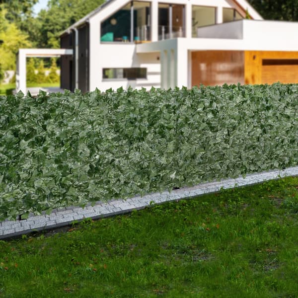 Ivy Privacy-staket, 1x4 m konstgjord grön vägg, murgröna staket med nät, dekoration för trädgård och balkong.