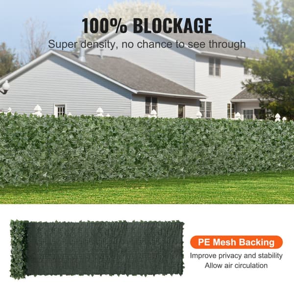 Ivy Privacy-hegn, 1 x 5 m kunstig grøn vægskærm med mesh-bagside. Perfekt til udendørs haver, gårdhaver og balkoner.