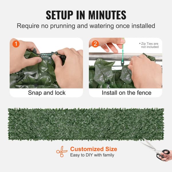 Ivy Privacy-hegn, 1 x 5 m kunstig grøn vægskærm med mesh-bagside. Perfekt til udendørs haver, gårdhaver og balkoner.