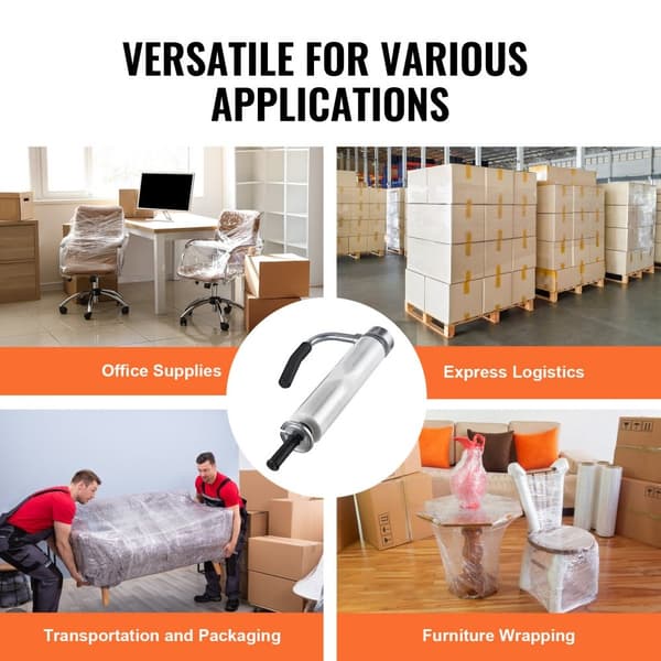 Stretchfilmshållare, rymmer 12"-20" rullar, industriell styrka för pallinpackning och flytt (1 pack)