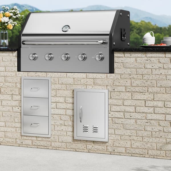 356x508 mm BBQ Ø-adgangsdør til udendørs køkken Rustfrit stål låg tilholdbarhed og kvalitet.