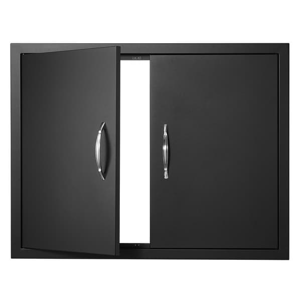 BBQ-åtkomstdörr 788x610 mm, dubbel utomhusköksdörr, infälld kallplatta, vertikal väggdörr för grillstation.