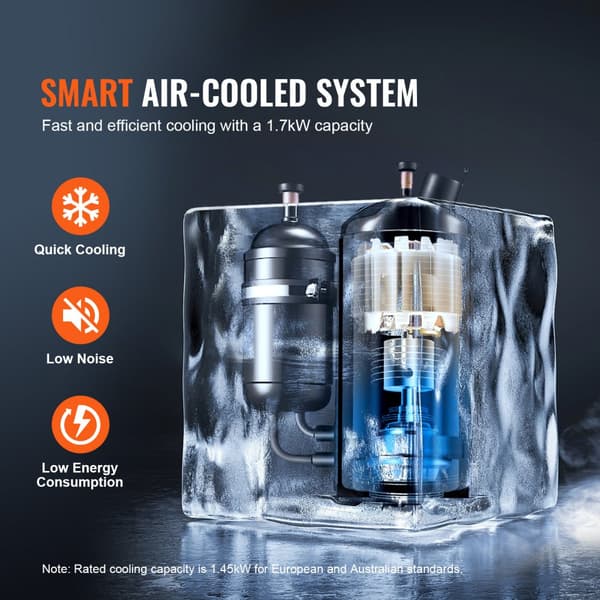 Industriel Vandkøler CW-5202 med indbygget kompressor, 7L tank og 18L/min flow til CO2-lasergraveringsmaskiner.
