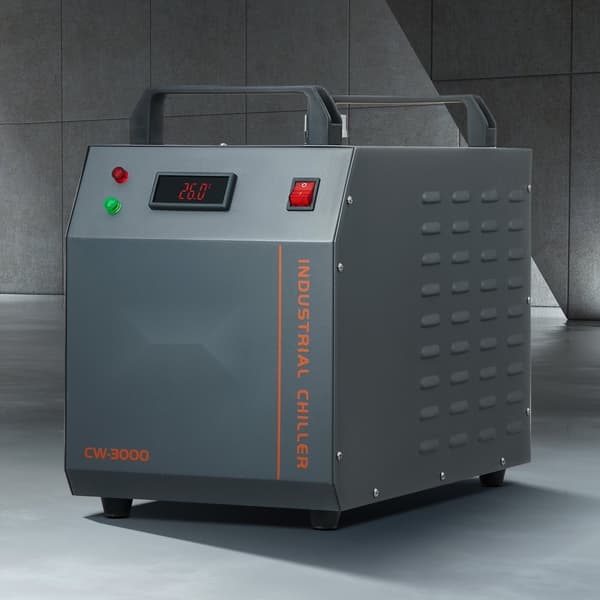 Luftkølet industriel vandkøler CW-3000 med 12 L/min kapacitet til laserrør. Effektiv og pålidelig køling!