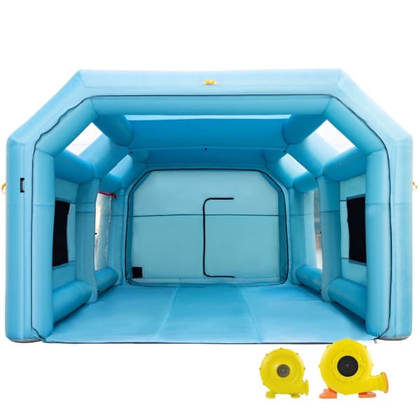 Oppustelig malekabine til biler 23x13x8ft med filtersystem og 2 blæsere. Ideel til effektiv sprøjtning.