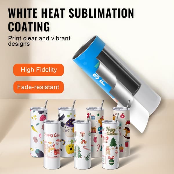 50-pack raka sublimeringsglas, 20 oz tumlare i rostfritt stål, dubbla väggar, sugrör, lock, borste, krympplast.