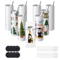 Miniatyrbild 1 av 9: 8-pack sublimeringsglas 30 oz, rostfritt stål, dubbla väggar, sugrör, lock, borste, krympplast, presentförpackning.