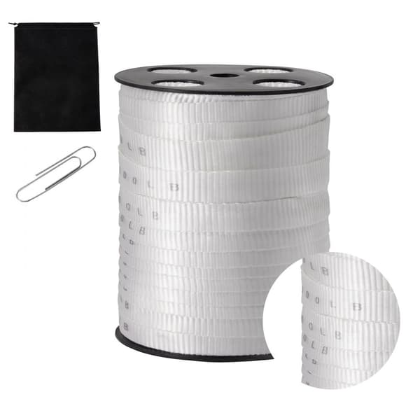 Polyester træktape, 3/4" x 265', 2500 lbf. solide flade reb til emballage, havearbejde og el-arbejde, hvid farve.