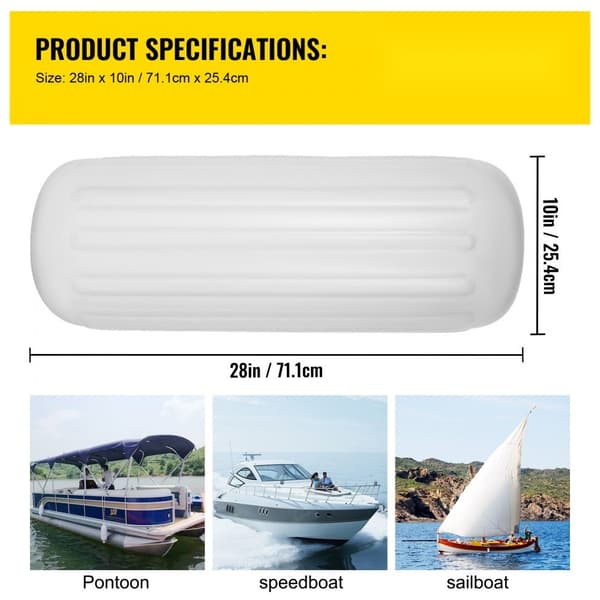 4 NYA Ribbad båtskärmar 10" x 28" Centerhål Bumpers Förtöjningsskydd