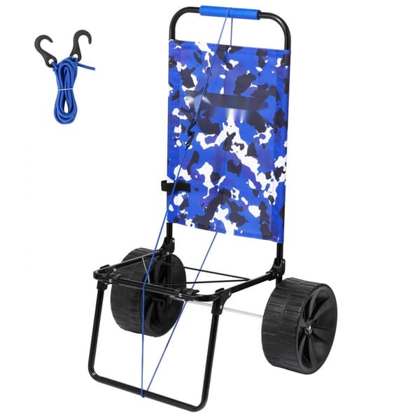 Beach Dolly med stora hjul för sand, 15,4" x 15,7" däck, 10" PE hjul, 69LBS kapacitet. Vikbar vagn för strand och camping.