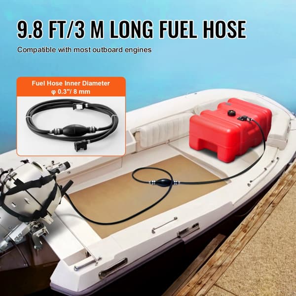 Marinebrændstoftank, 55L/14,53 gallon, transportabel til påhængsmotorbåde. Let at bære, ideel til yacht og fiskerbåd. Rød design.