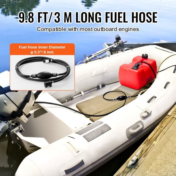 Marinebrændstoftank, 3,17 gallon/12L, bærbar tank til påhængsmotorbåde. Ideel til yacht og fiskerbåd - let at transportere.