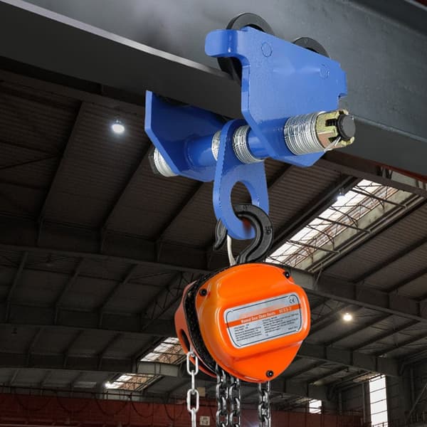 Manuel vogn med 4400 lbs/2 ton kapacitet, dobbelthjul, justerbar I-beam flangebredde 2,5"-7", robust garagehejs i stål.