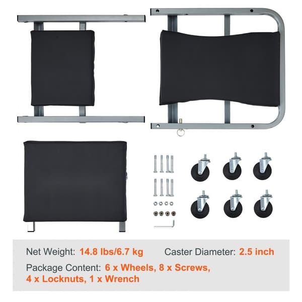2-in-1 Autotyökalu Rullapenkki, Työpajaistuin 915 x 415 x 128 mm, Teräs + PVC, Kääntöpyörät, Kestävyys 136 kg