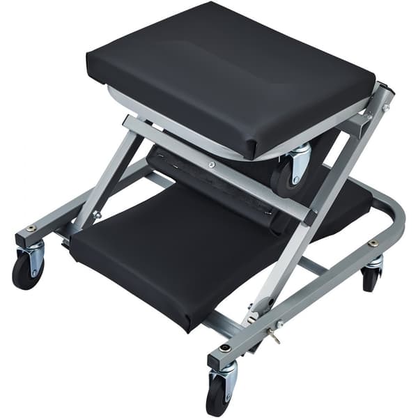 2-in-1 Autotyökalu Rullapenkki, Työpajaistuin 915 x 415 x 128 mm, Teräs + PVC, Kääntöpyörät, Kestävyys 136 kg