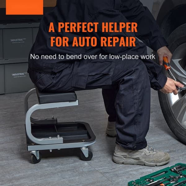 Mechanics Autotallin jakkara 250 LBS - Ergonominen työtuoli autojen huoltoon ja korjaukseen.