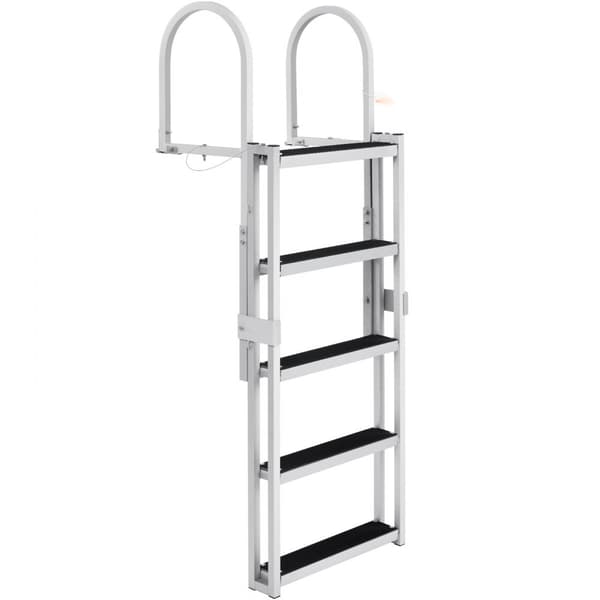 Alumiininen laiturinportaat 5 teleskooppitasolla, 159 kg kantavuus, säädettävä korkeus 1700-2005 mm, 10 cm leveä.