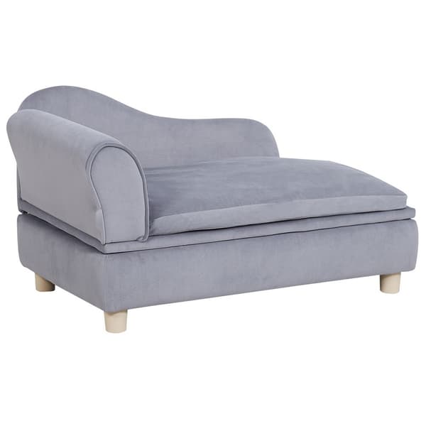 Pet Sofa, hundesofa til mellemstore hunde og katte, blød fløjlssofa, 36 kg kapacitet, grå farve.