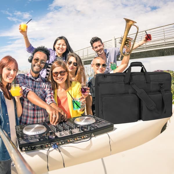 Pehmustettu DJ-mikserilaukku, 1200D Oxford-kangas, säilytystasku, irrotettava olkahihna. Sopii DJ-ohjaimille!
